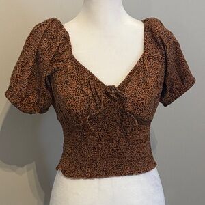 Billabong Brown Leopard Print Crop Top